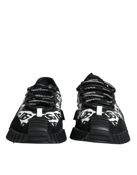 Dolce & Gabbana Black Logo Lace Up Low Top NS1 Sneakers Shoes - SMARTMARTNZ