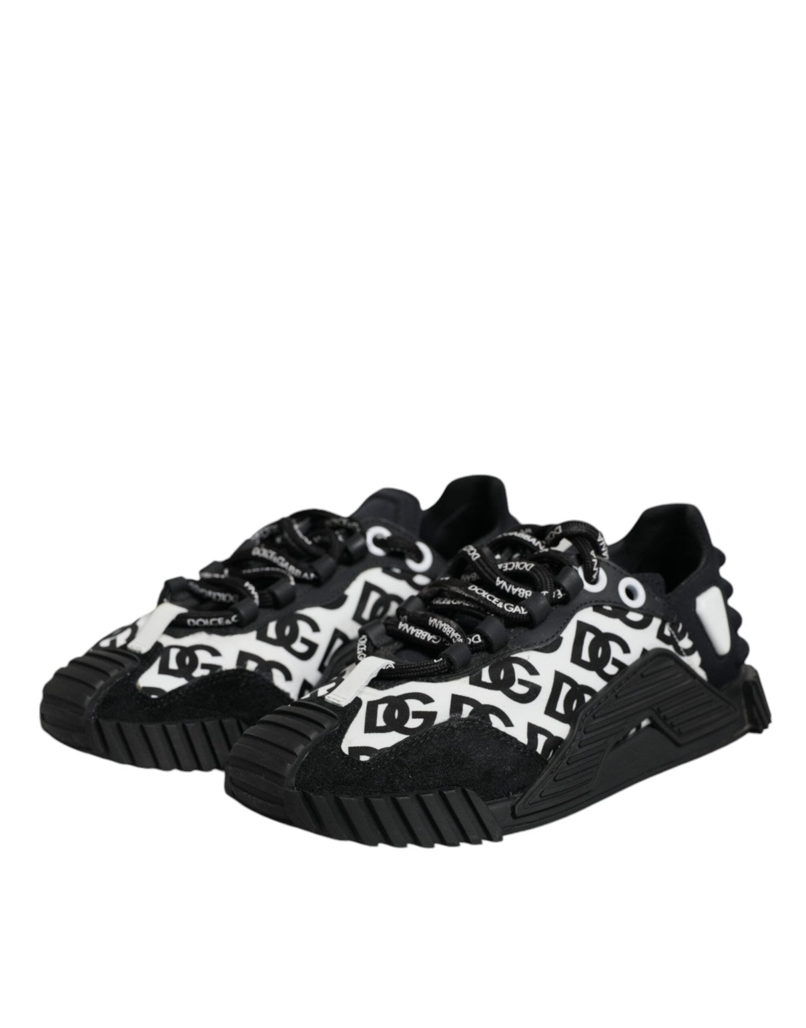 Dolce & Gabbana Black Logo Lace Up Low Top NS1 Sneakers Shoes - SMARTMARTNZ
