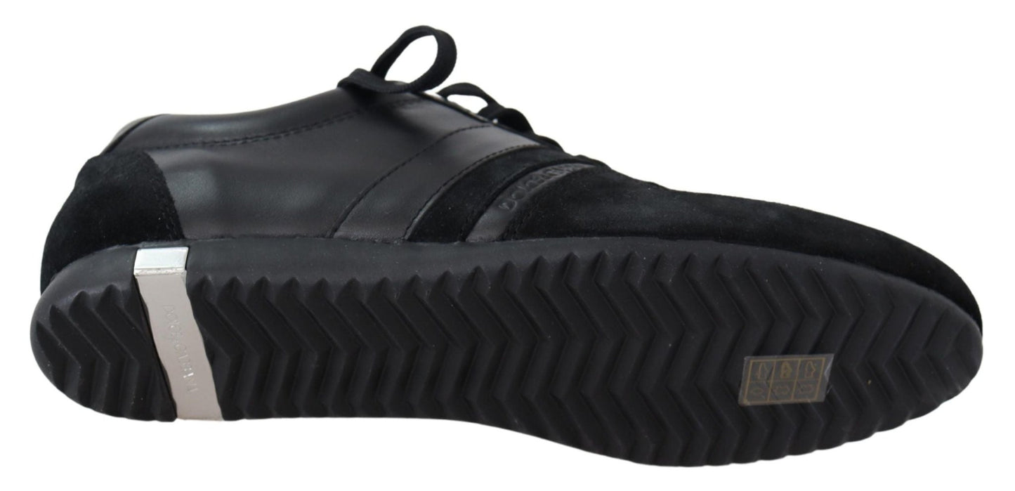 Dolce & Gabbana Black Logo Leather Casual Sneakers Shoes - SMARTMARTNZ
