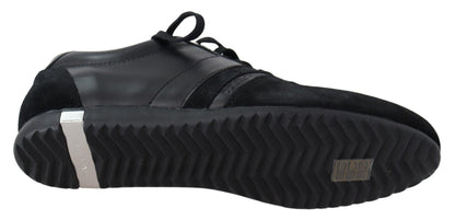 Dolce & Gabbana Black Logo Leather Casual Sneakers Shoes - SMARTMARTNZ