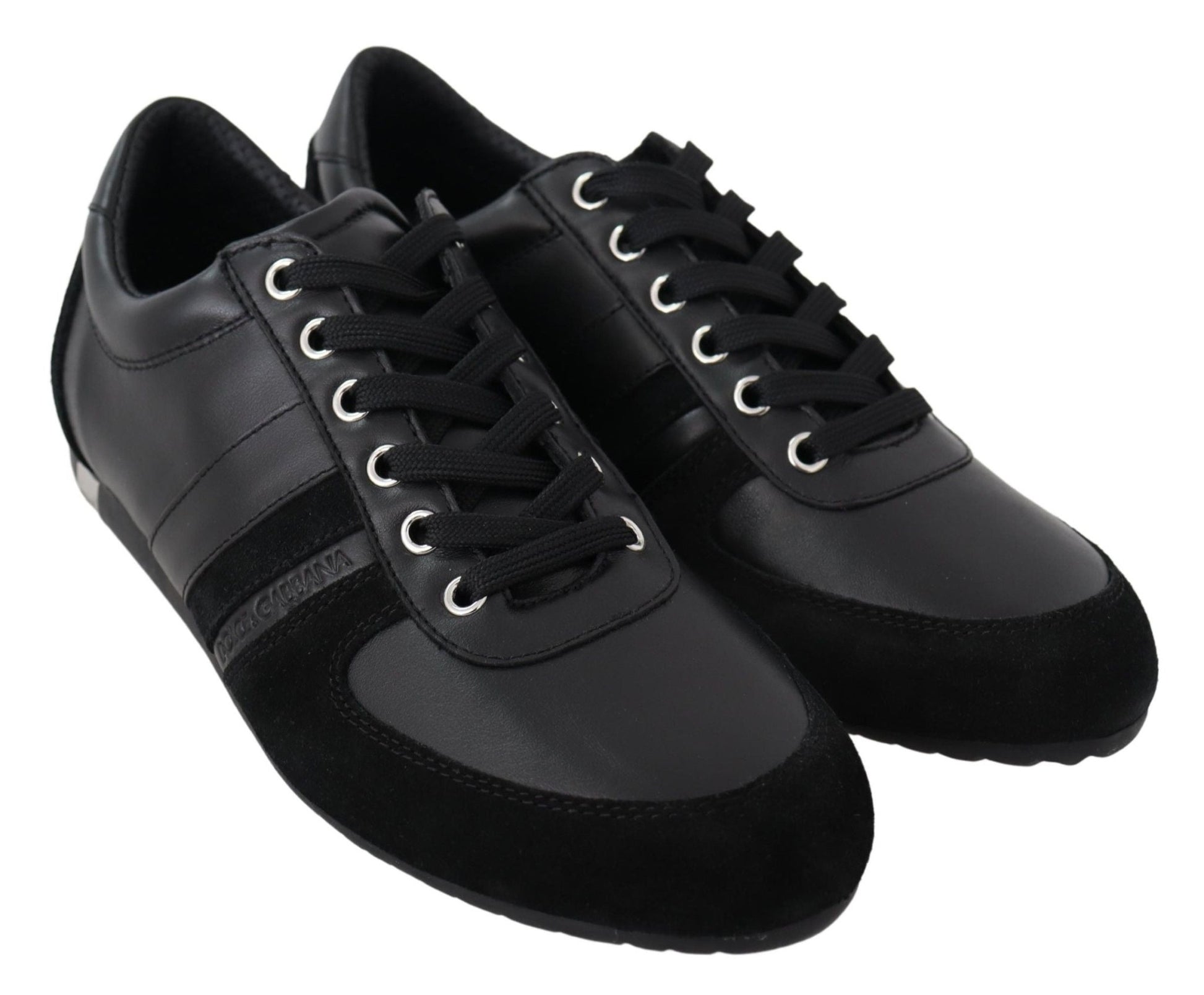 Dolce & Gabbana Black Logo Leather Casual Sneakers Shoes - SMARTMARTNZ