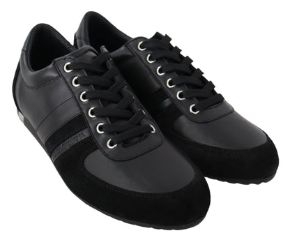 Dolce & Gabbana Black Logo Leather Casual Sneakers Shoes - SMARTMARTNZ