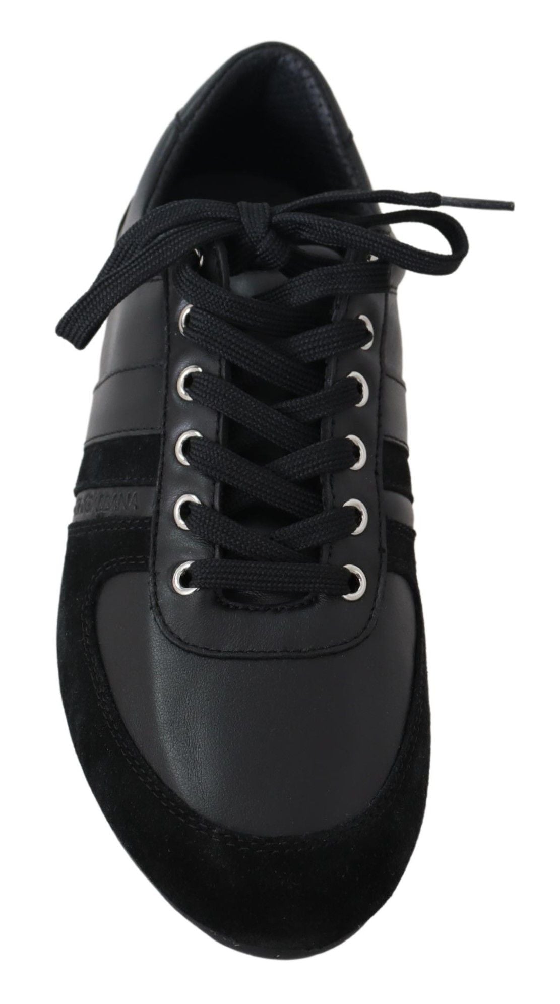 Dolce & Gabbana Black Logo Leather Casual Sneakers Shoes - SMARTMARTNZ