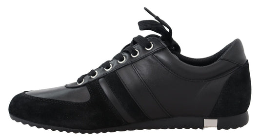 Dolce & Gabbana Black Logo Leather Casual Sneakers Shoes - SMARTMARTNZ