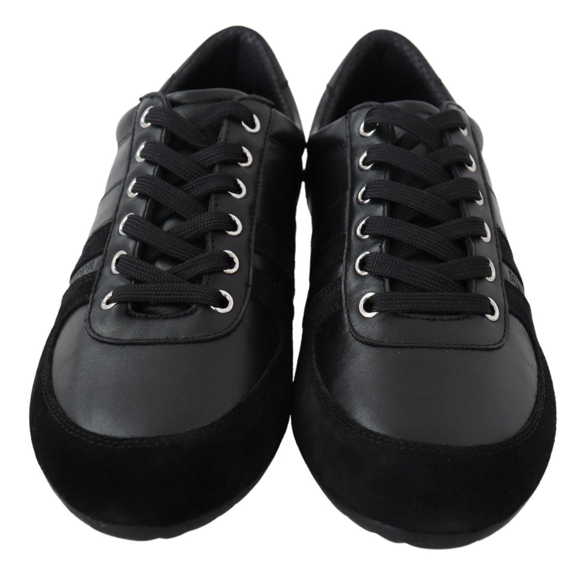 Dolce & Gabbana Black Logo Leather Casual Sneakers Shoes - SMARTMARTNZ