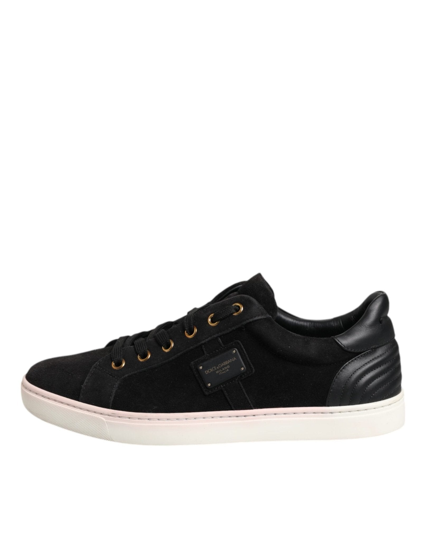 Dolce & Gabbana Black Logo Suede Leather Men Sneakers Shoes - SMARTMARTNZ