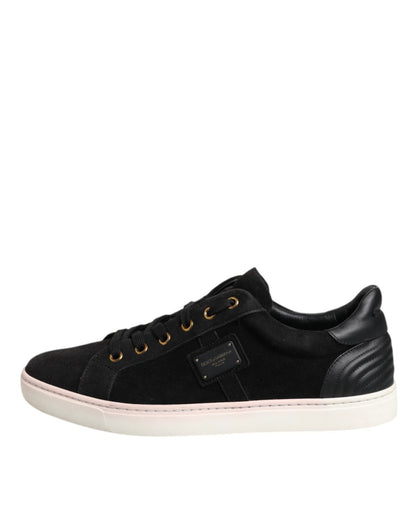Dolce & Gabbana Black Logo Suede Leather Men Sneakers Shoes - SMARTMARTNZ