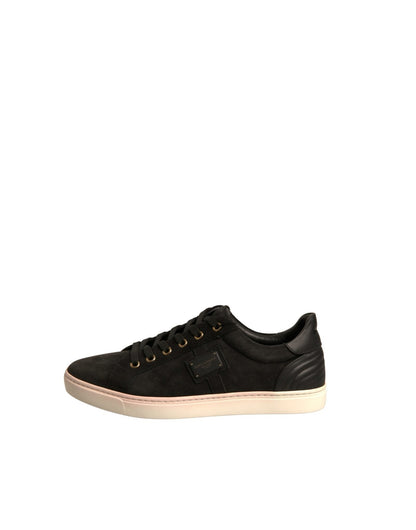 Dolce & Gabbana Black Logo Suede Leather Men Sneakers Shoes - SMARTMARTNZ