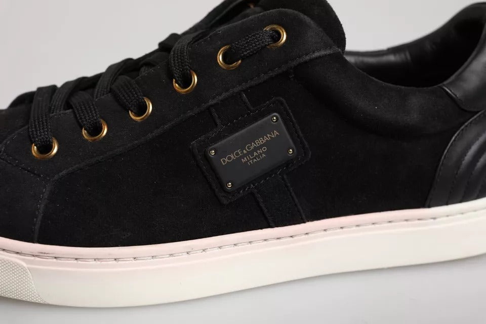 Dolce & Gabbana Black Logo Suede Leather Men Sneakers Shoes - SMARTMARTNZ