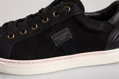 Dolce & Gabbana Black Logo Suede Leather Men Sneakers Shoes - SMARTMARTNZ