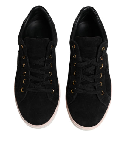 Dolce & Gabbana Black Logo Suede Leather Men Sneakers Shoes - SMARTMARTNZ