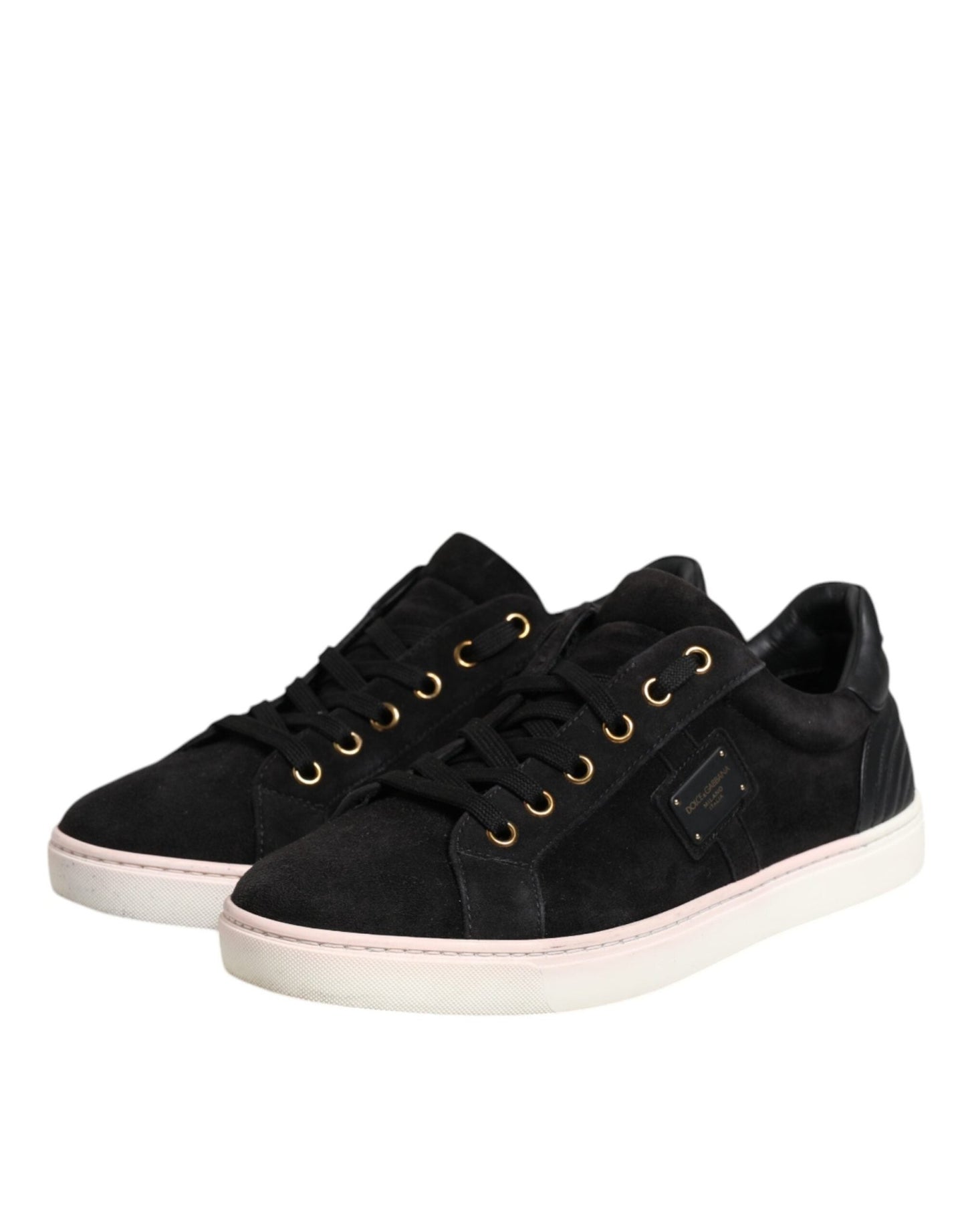 Dolce & Gabbana Black Logo Suede Leather Men Sneakers Shoes - SMARTMARTNZ