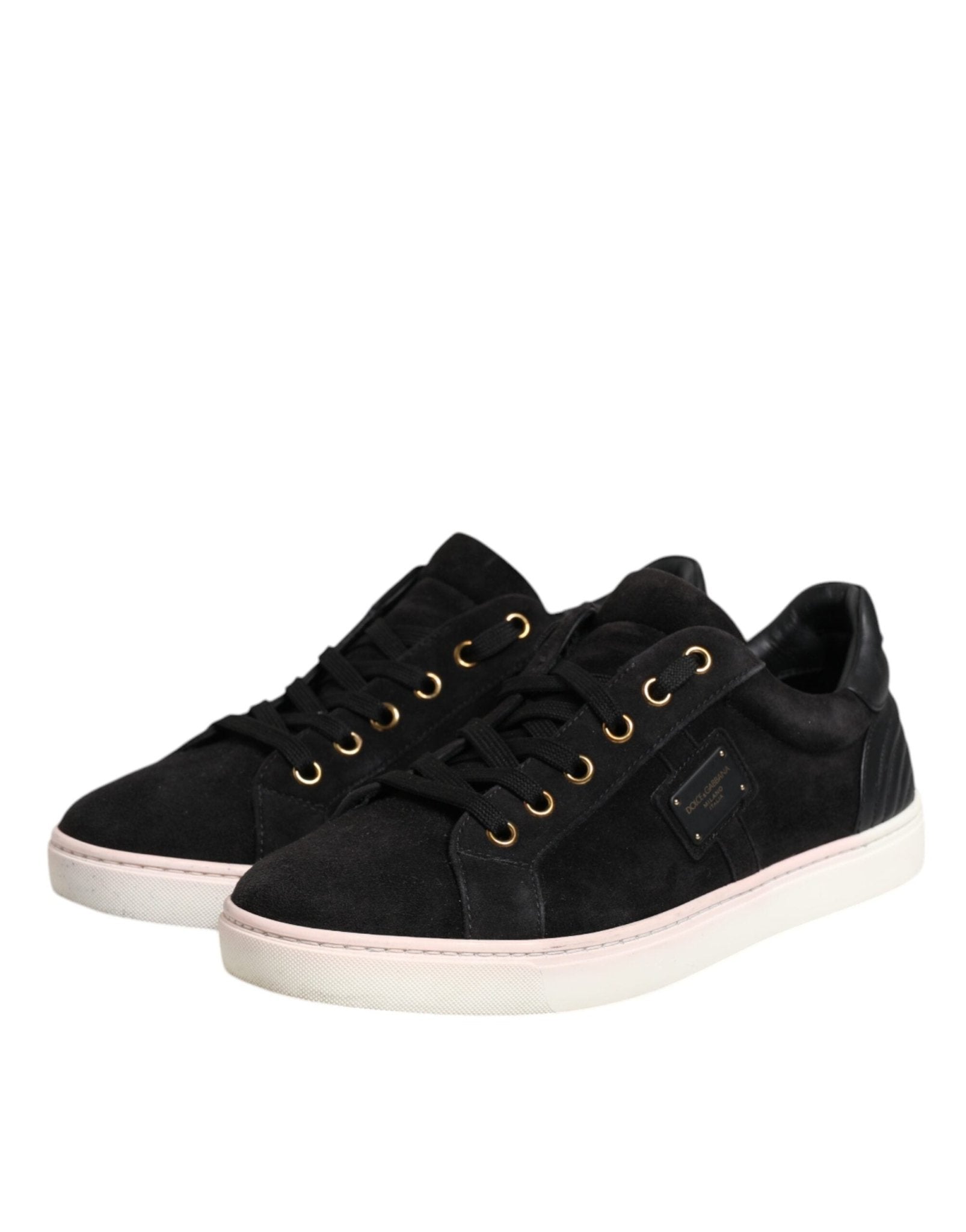 Dolce & Gabbana Black Logo Suede Leather Men Sneakers Shoes - SMARTMARTNZ