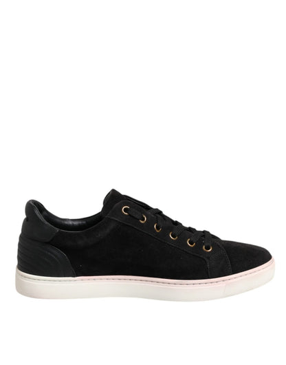 Dolce & Gabbana Black Logo Suede Leather Men Sneakers Shoes - SMARTMARTNZ