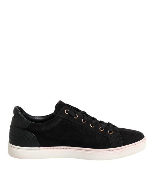 Dolce & Gabbana Black Logo Suede Leather Men Sneakers Shoes - SMARTMARTNZ