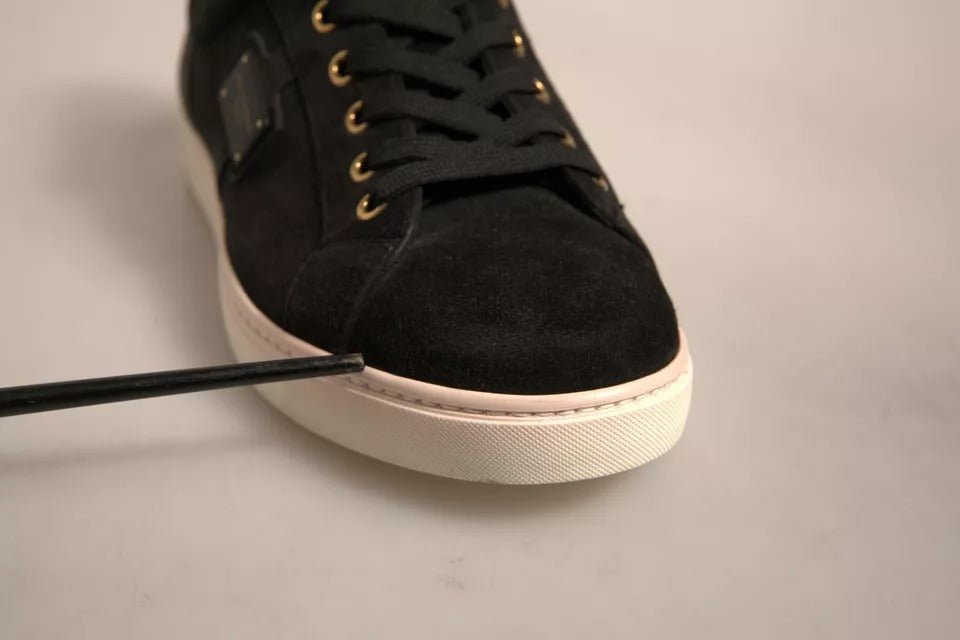 Dolce & Gabbana Black Logo Suede Leather Men Sneakers Shoes - SMARTMARTNZ