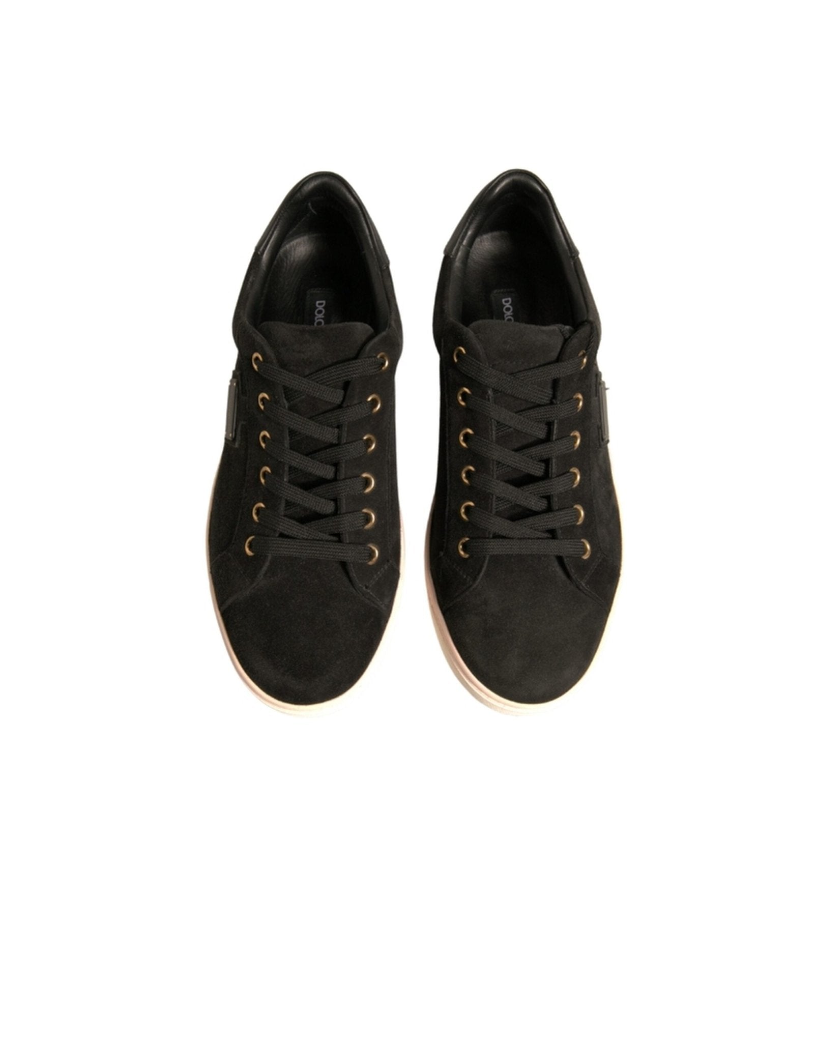 Dolce & Gabbana Black Logo Suede Leather Men Sneakers Shoes - SMARTMARTNZ
