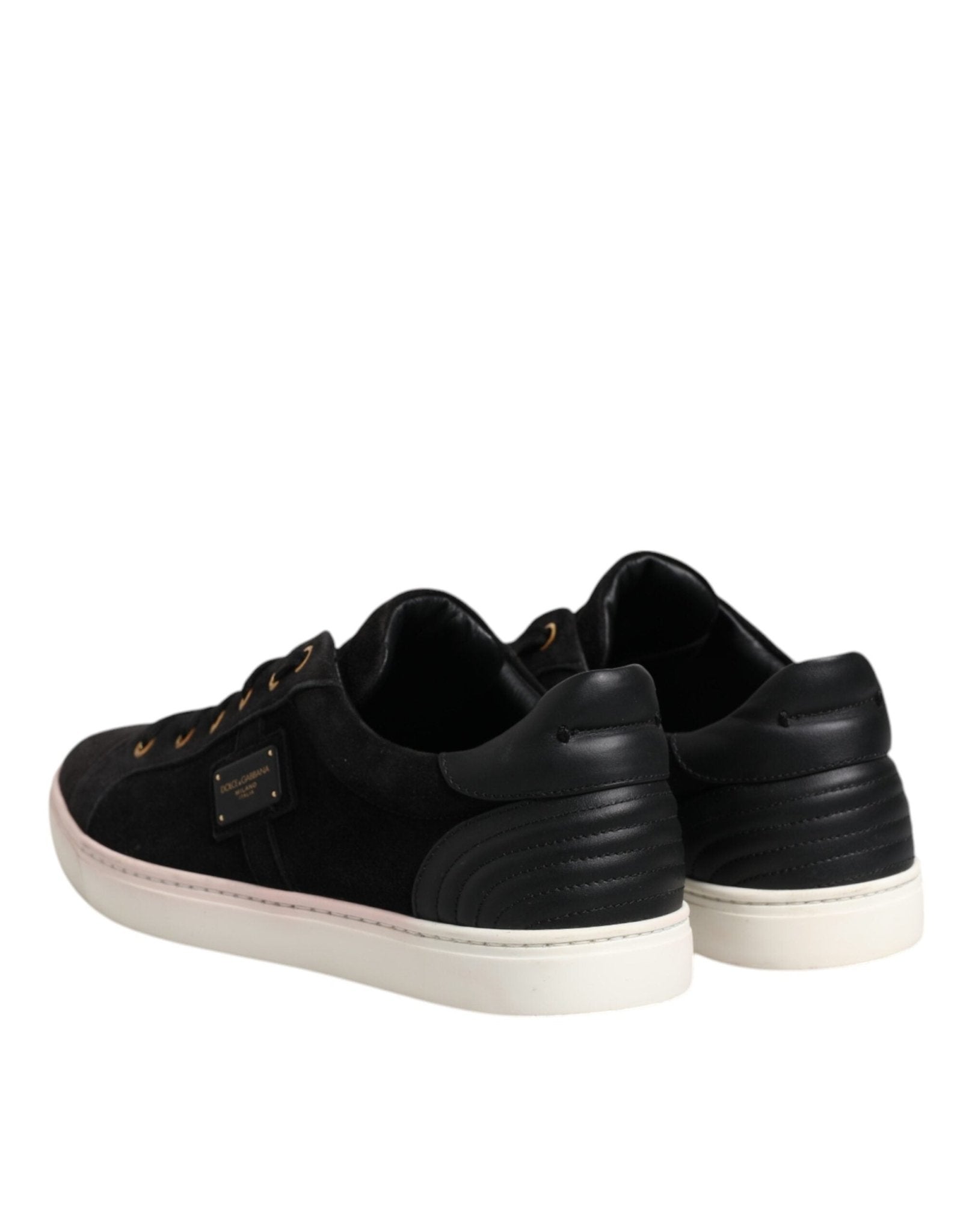 Dolce & Gabbana Black Logo Suede Leather Men Sneakers Shoes - SMARTMARTNZ