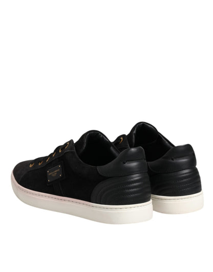 Dolce & Gabbana Black Logo Suede Leather Men Sneakers Shoes - SMARTMARTNZ