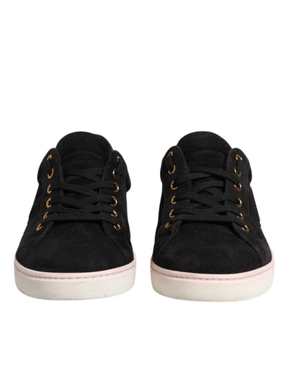 Dolce & Gabbana Black Logo Suede Leather Men Sneakers Shoes - SMARTMARTNZ