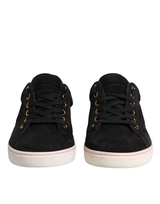 Dolce & Gabbana Black Logo Suede Leather Men Sneakers Shoes - SMARTMARTNZ