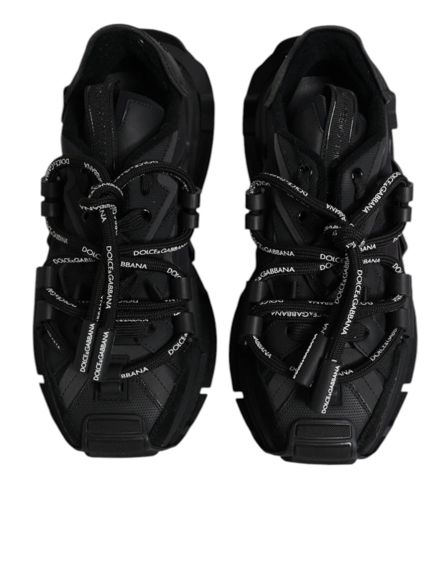 Dolce & Gabbana Black Low Top Space Lace Up Sneakers Shoes - SMARTMARTNZ
