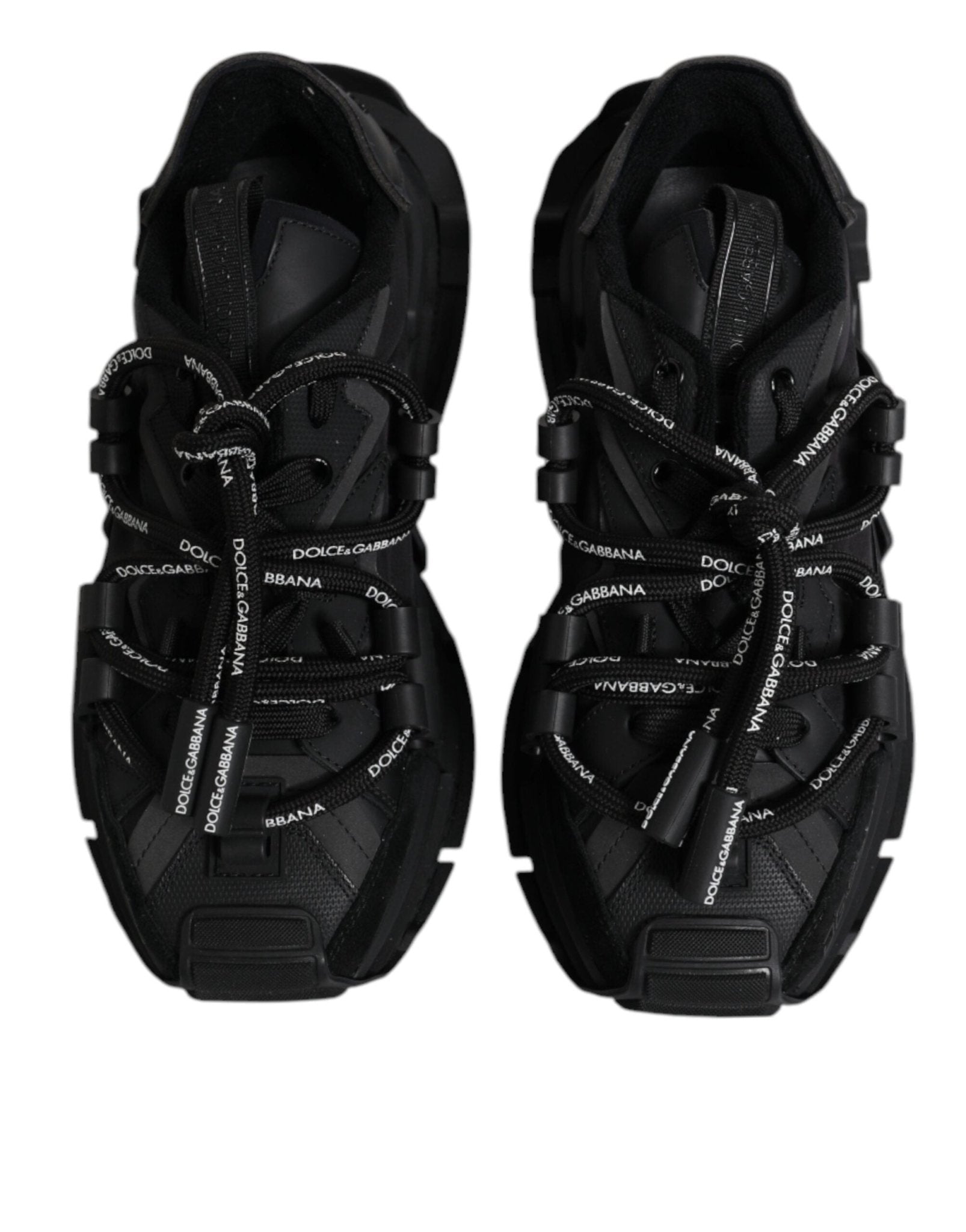 Dolce & Gabbana Black Low Top Space Lace Up Sneakers Shoes - SMARTMARTNZ