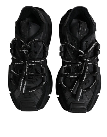 Dolce & Gabbana Black Low Top Space Lace Up Sneakers Shoes - SMARTMARTNZ