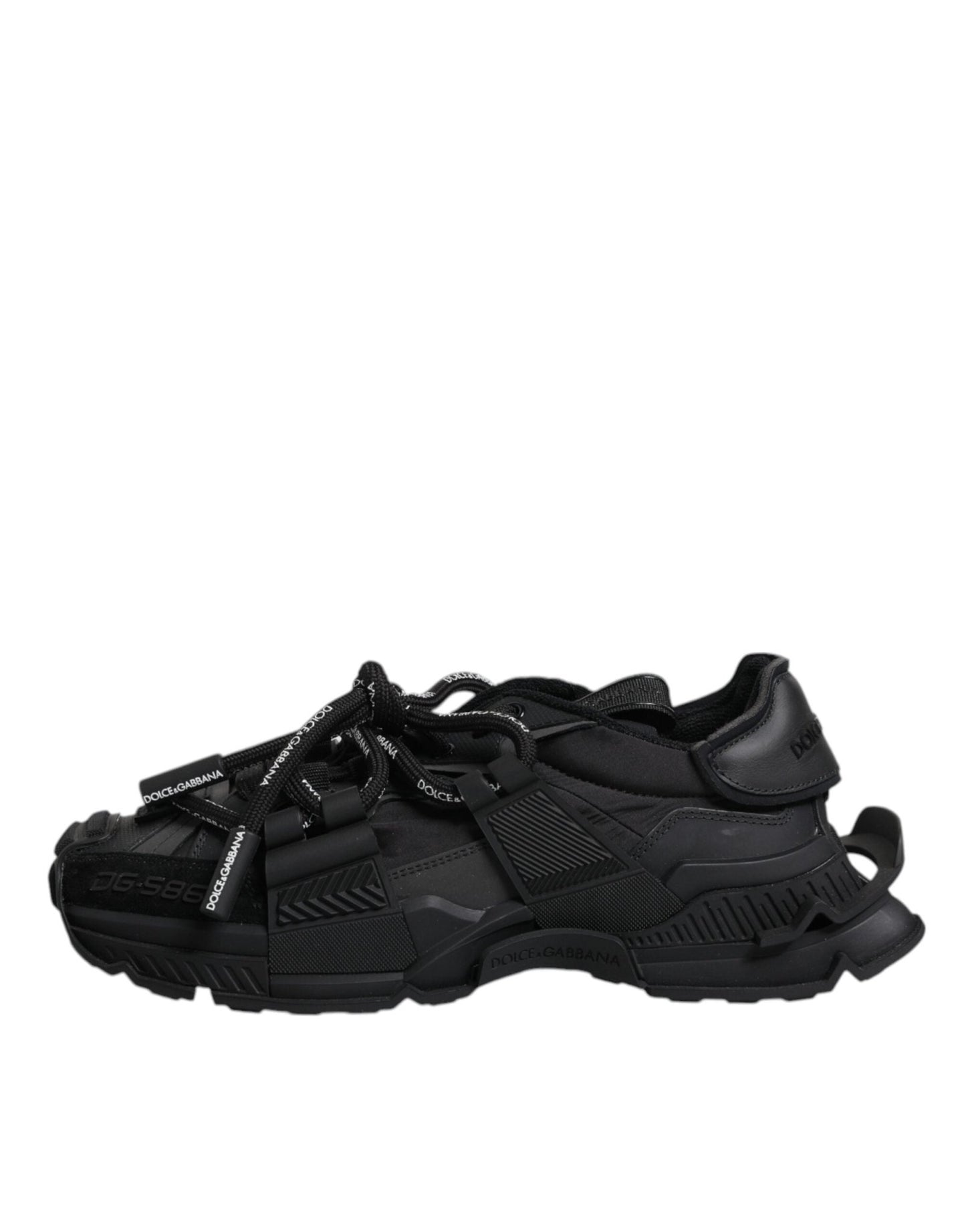 Dolce & Gabbana Black Low Top Space Lace Up Sneakers Shoes - SMARTMARTNZ