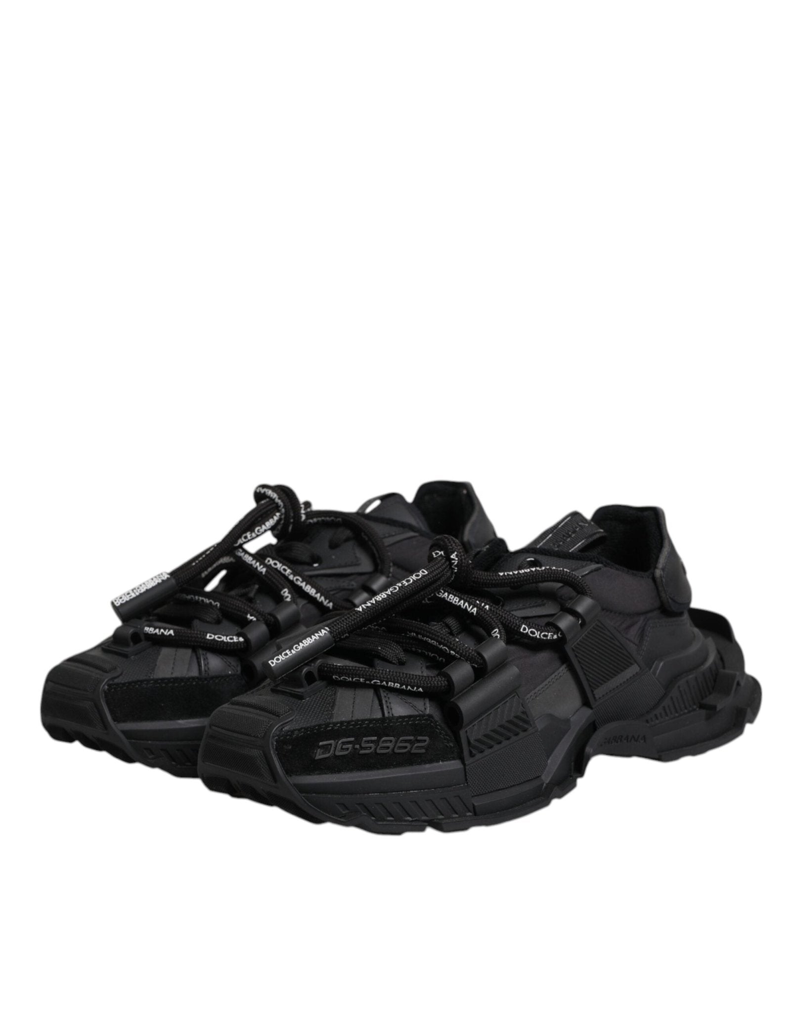 Dolce & Gabbana Black Low Top Space Lace Up Sneakers Shoes - SMARTMARTNZ