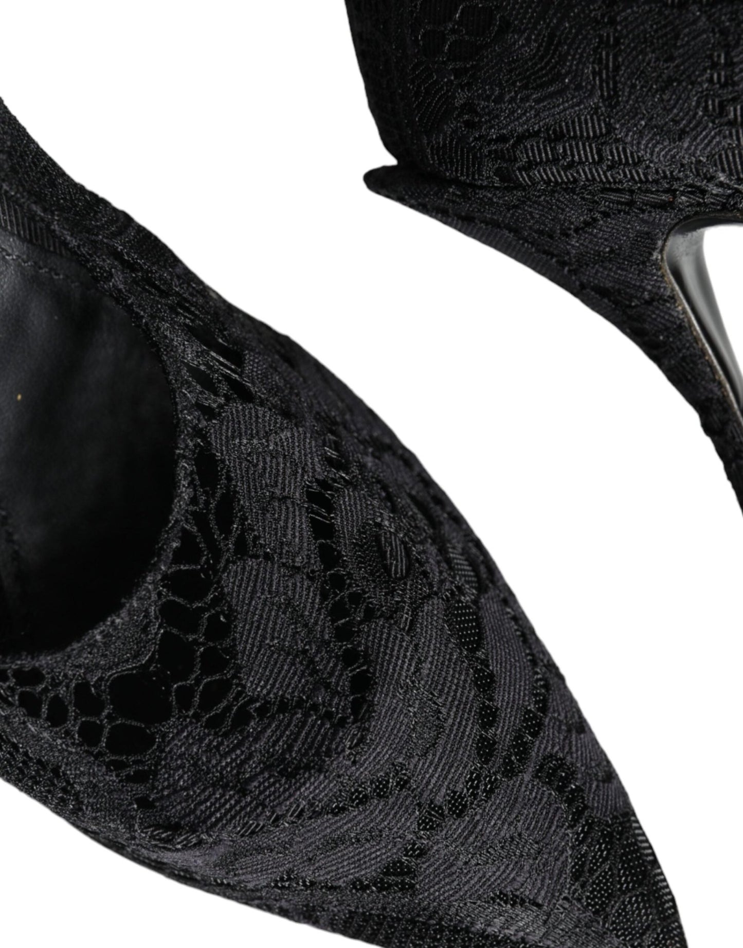 Dolce & Gabbana Black Mary Jane Pumps Lace Crystals Heels Shoes - SMARTMARTNZ