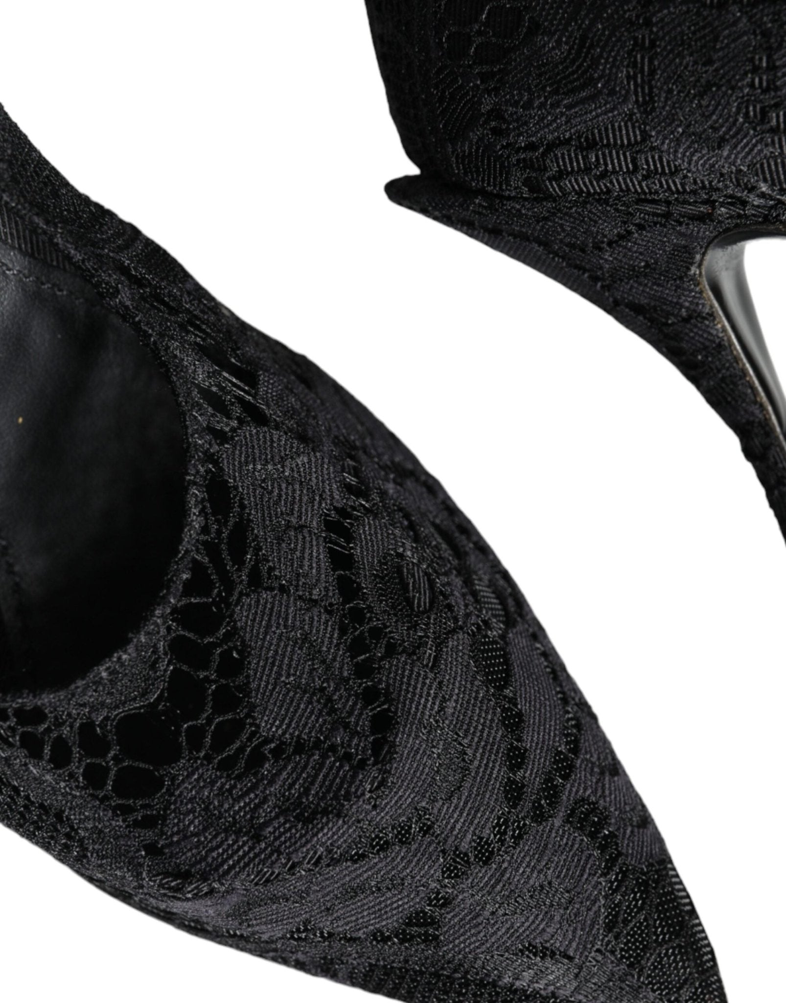 Dolce & Gabbana Black Mary Jane Pumps Lace Crystals Heels Shoes - SMARTMARTNZ
