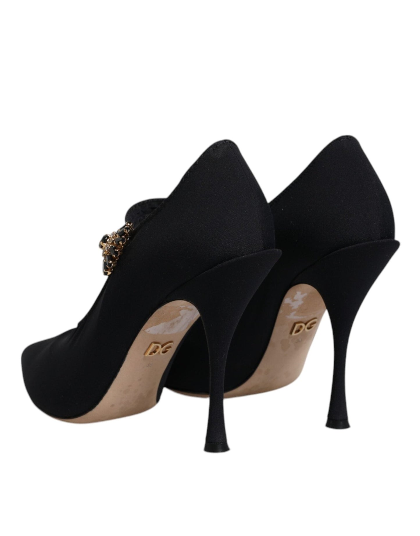 Dolce & Gabbana Black Mary Jane Stretch Crystal Pumps Shoes - SMARTMARTNZ