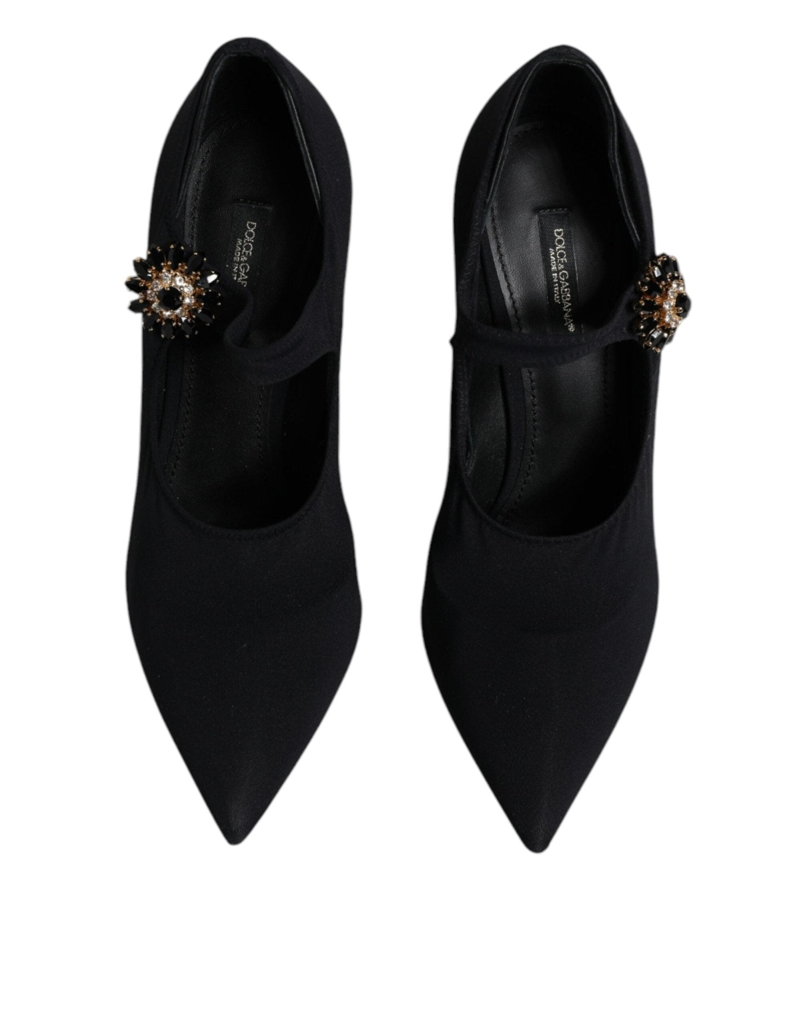 Dolce & Gabbana Black Mary Jane Stretch Crystal Pumps Shoes - SMARTMARTNZ