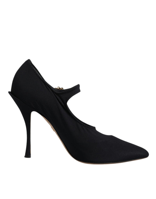 Dolce & Gabbana Black Mary Jane Stretch Crystal Pumps Shoes - SMARTMARTNZ
