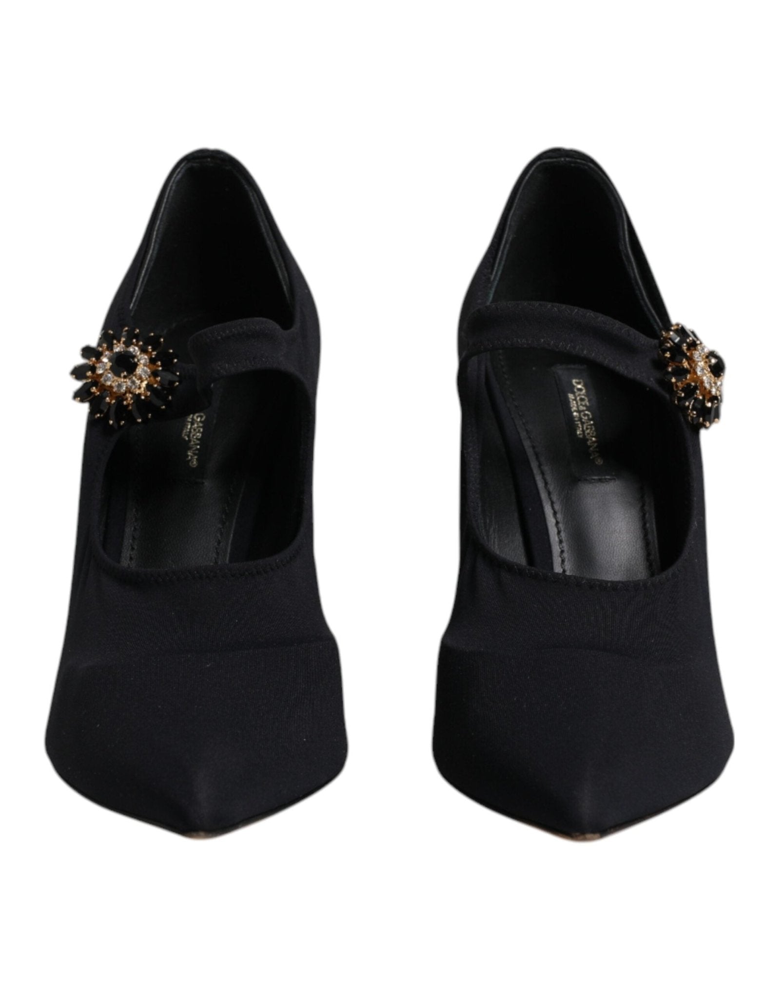 Dolce & Gabbana Black Mary Jane Stretch Crystal Pumps Shoes - SMARTMARTNZ