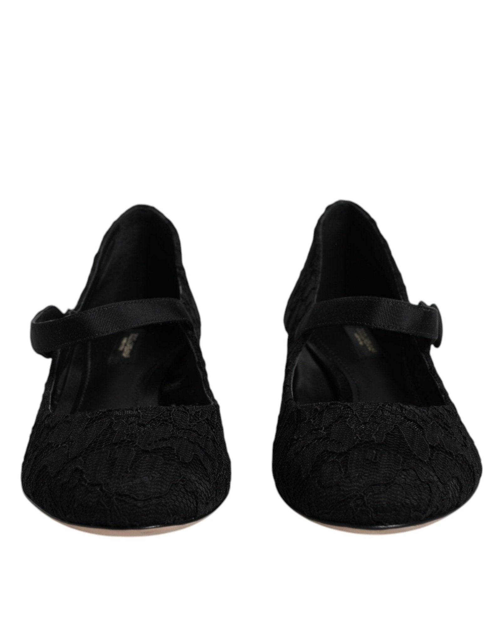 Dolce & Gabbana Black Mary Jane Taormina Lace Pumps Shoes - SMARTMARTNZ