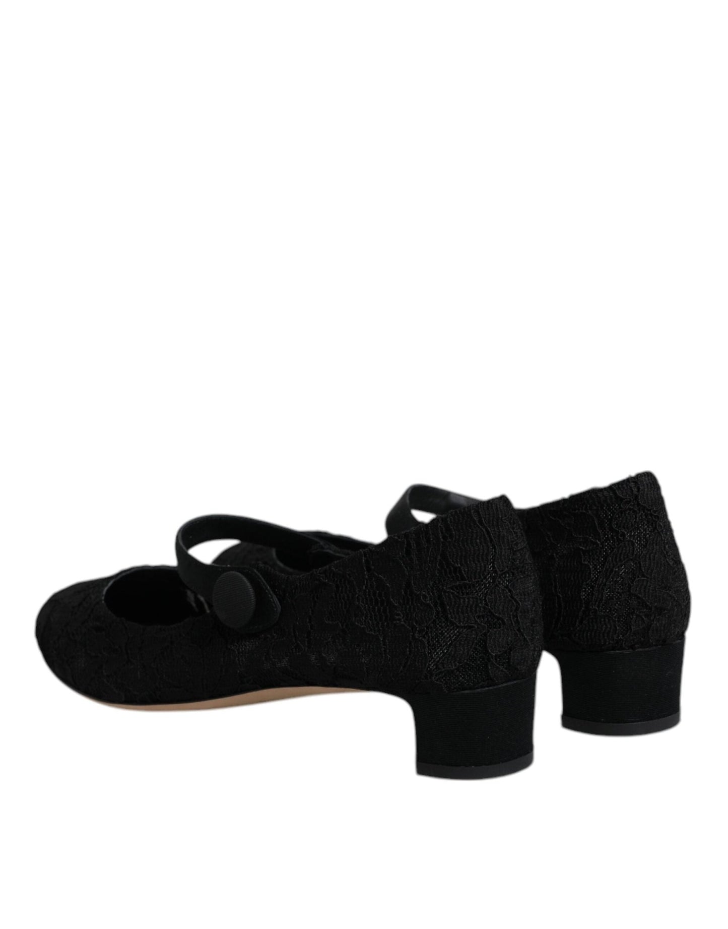 Dolce & Gabbana Black Mary Jane Taormina Lace Pumps Shoes - SMARTMARTNZ