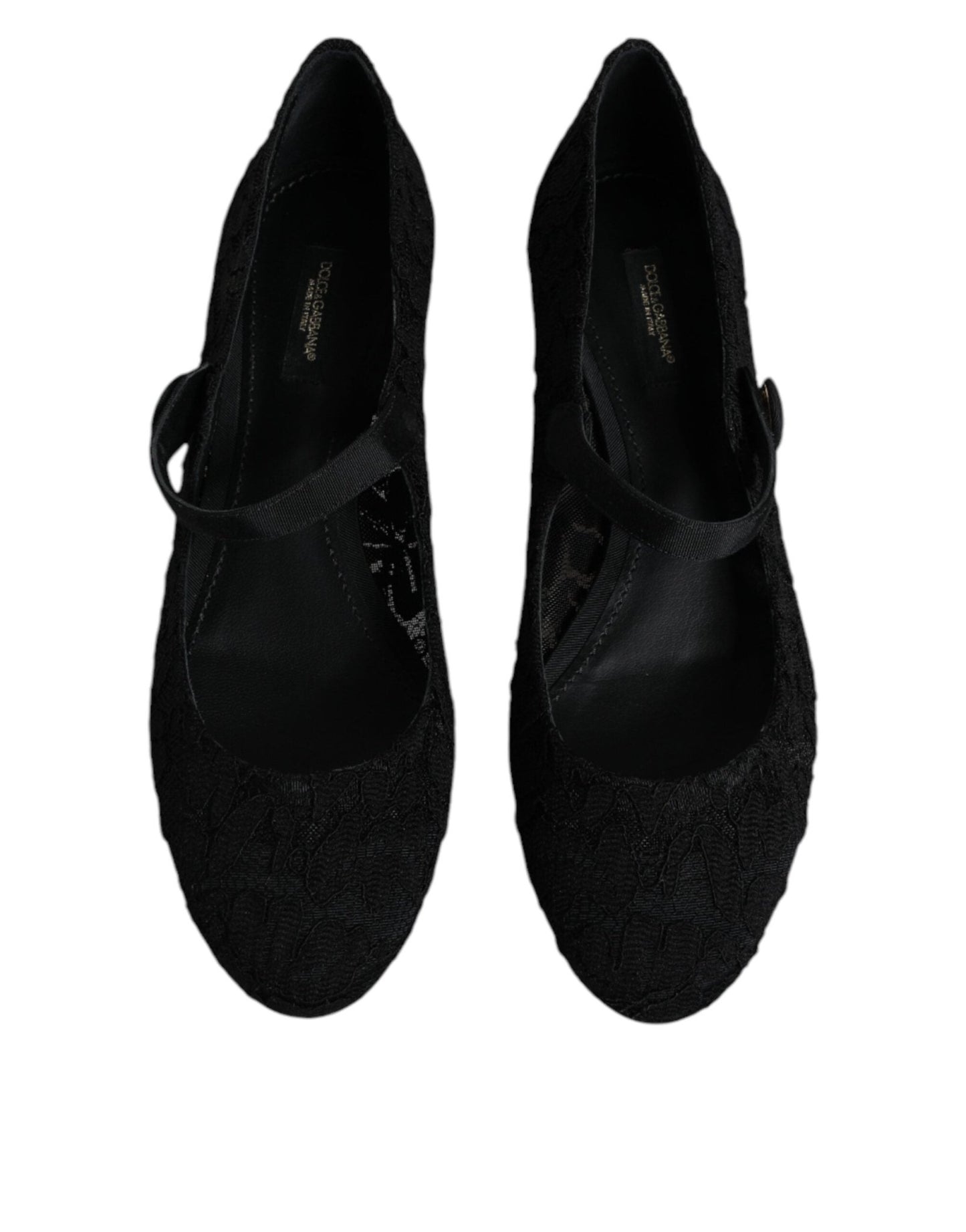 Dolce & Gabbana Black Mary Jane Taormina Lace Pumps Shoes - SMARTMARTNZ