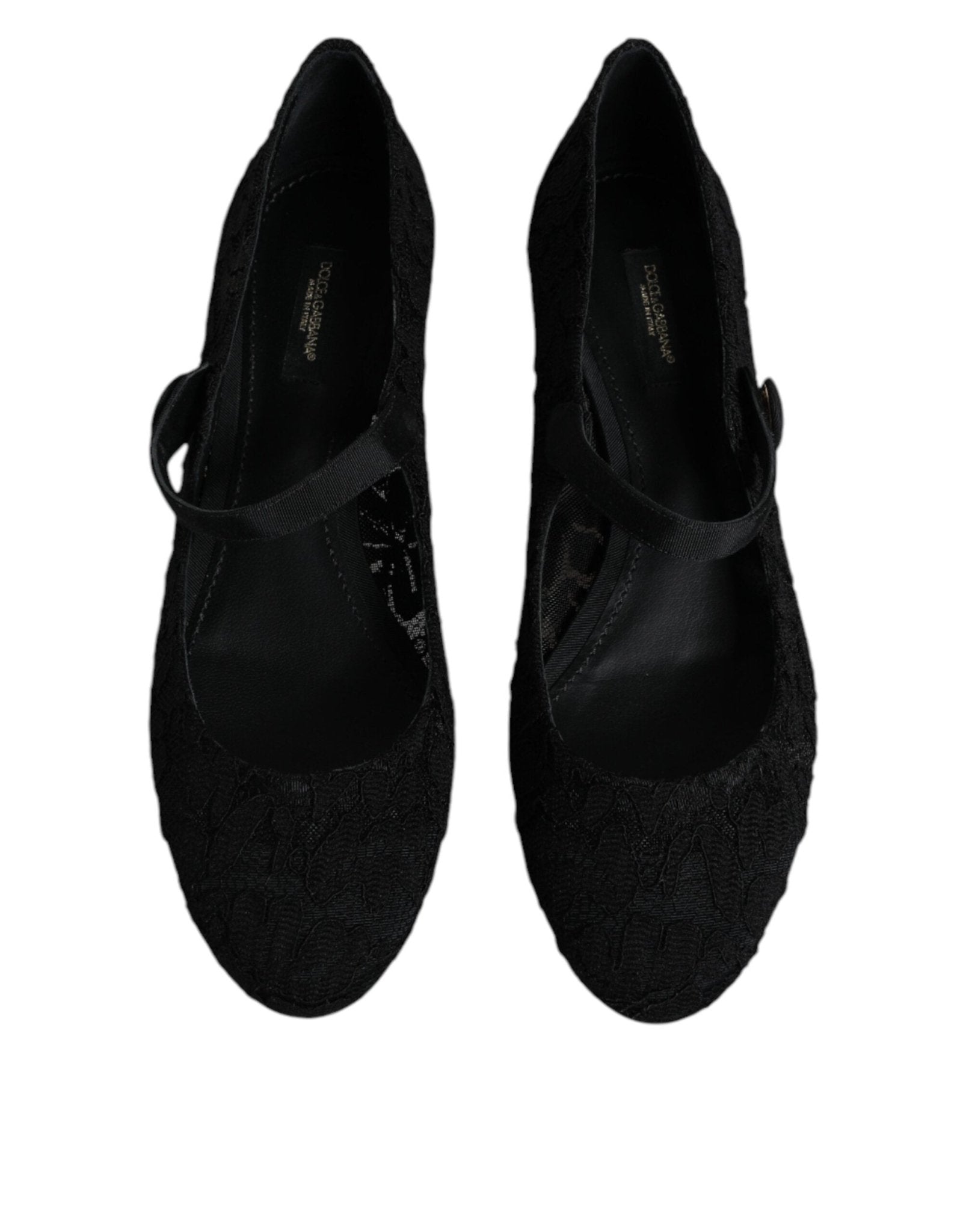 Dolce & Gabbana Black Mary Jane Taormina Lace Pumps Shoes - SMARTMARTNZ