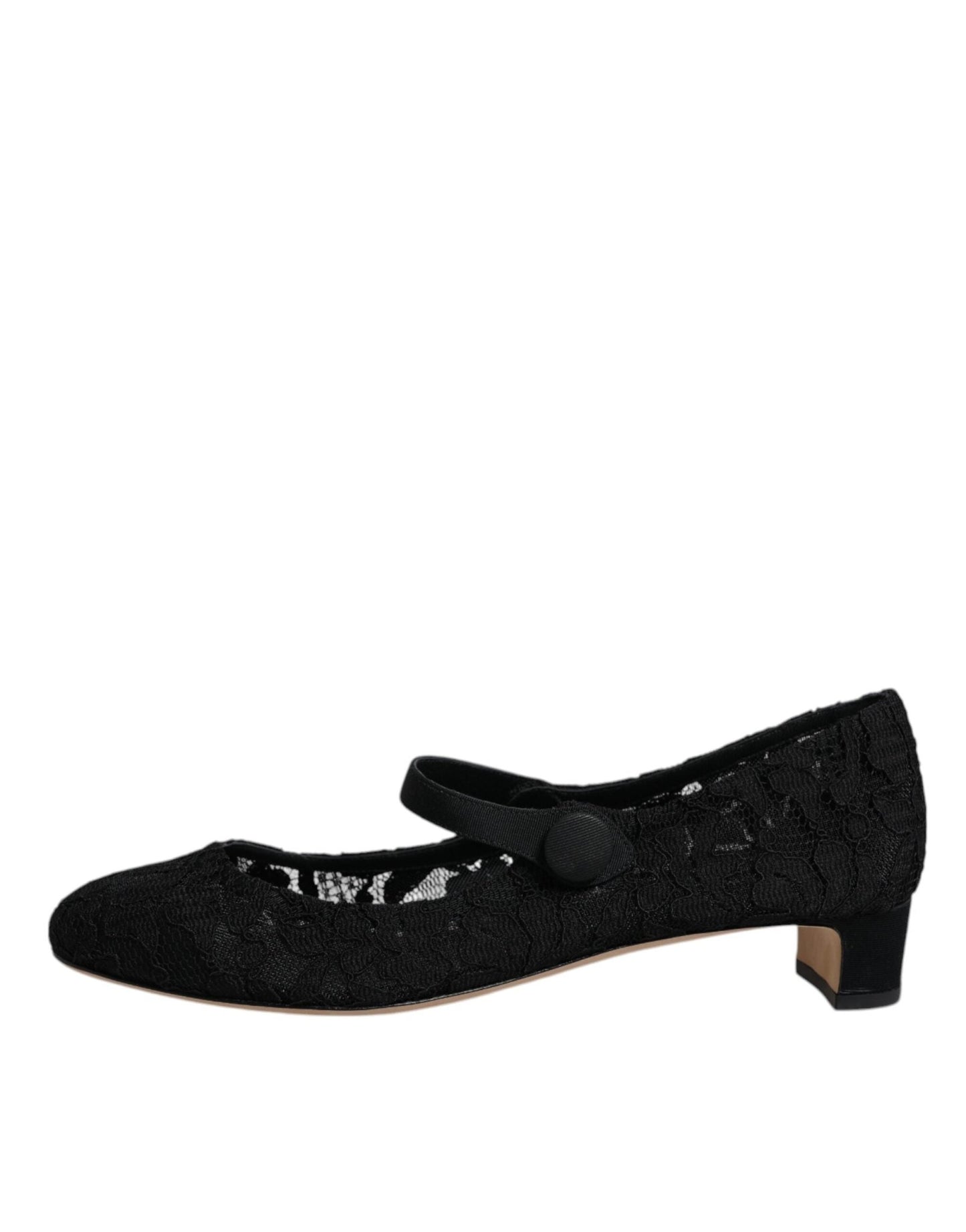 Dolce & Gabbana Black Mary Jane Taormina Lace Pumps Shoes - SMARTMARTNZ