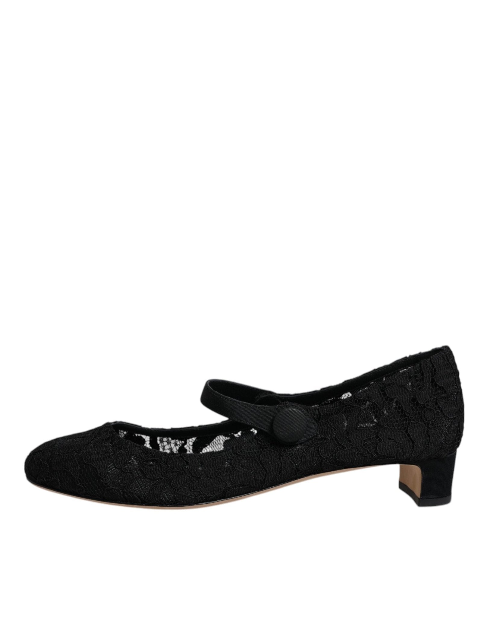Dolce & Gabbana Black Mary Jane Taormina Lace Pumps Shoes - SMARTMARTNZ