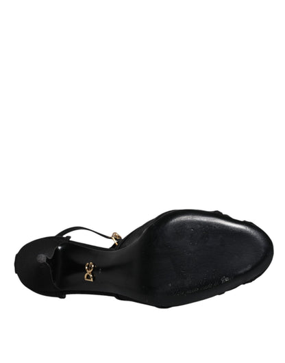Dolce & Gabbana Black Mesh Ankle Strap Heels Pumps Shoes - SMARTMARTNZ