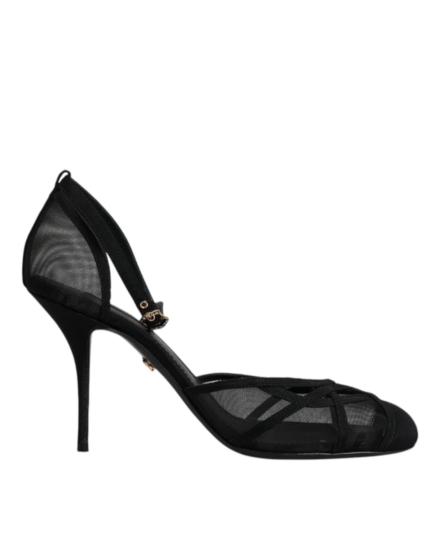 Dolce & Gabbana Black Mesh Ankle Strap Heels Pumps Shoes - SMARTMARTNZ