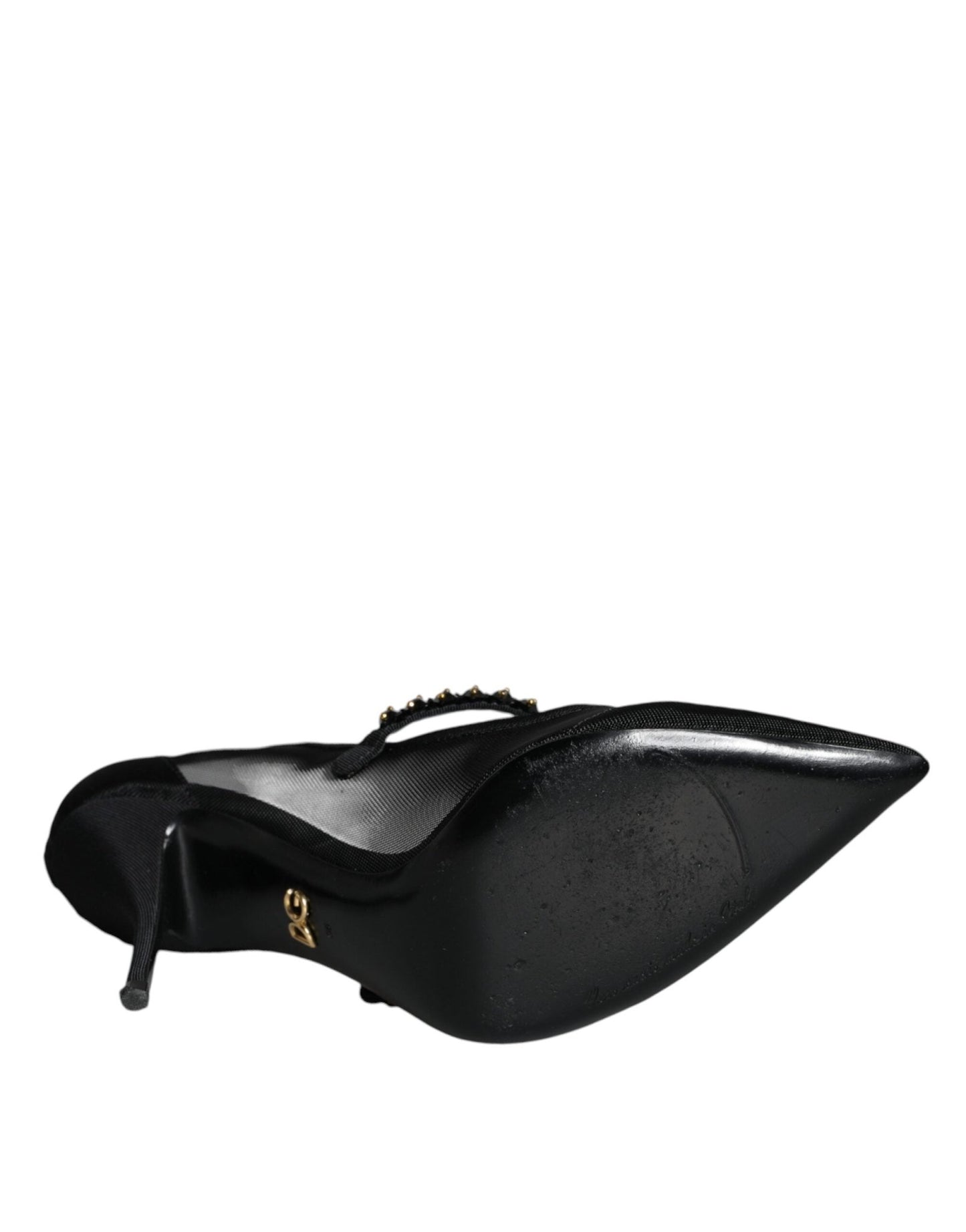 Dolce & Gabbana Black Mesh Mary Jane Crystal Heel Pumps Shoes - SMARTMARTNZ