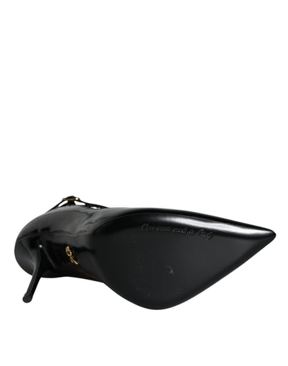 Dolce & Gabbana Black Mesh Patent Leather Heels Pumps Shoes - SMARTMARTNZ