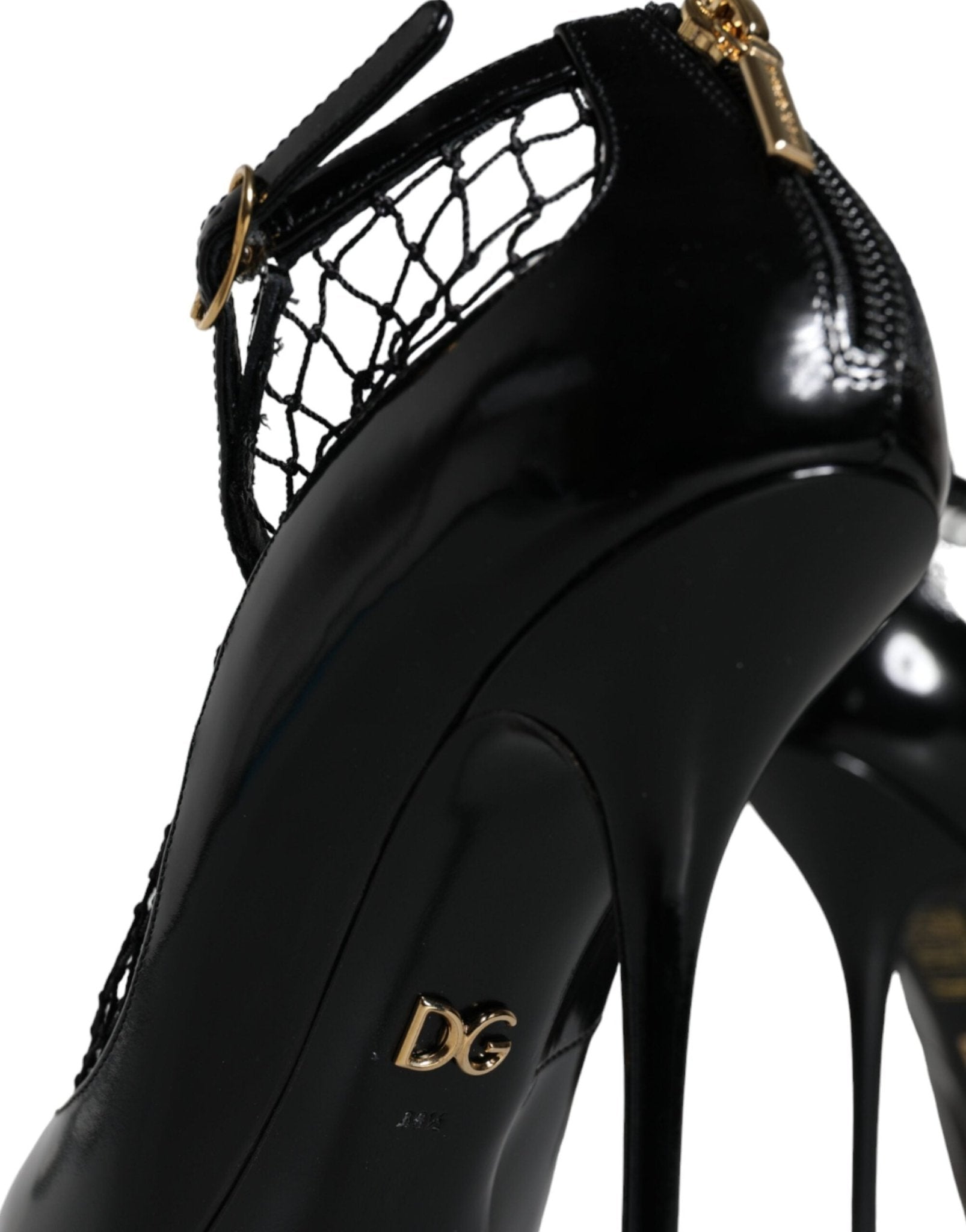Dolce & Gabbana Black Mesh Patent Leather Heels Pumps Shoes - SMARTMARTNZ