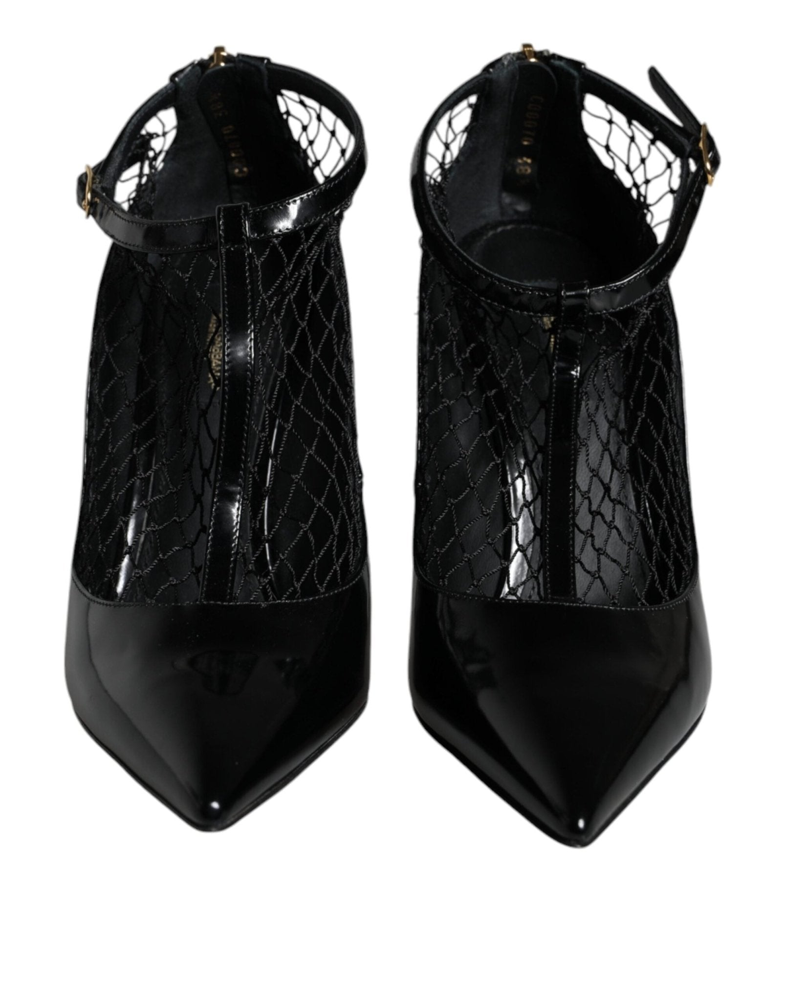 Dolce & Gabbana Black Mesh Patent Leather Heels Pumps Shoes - SMARTMARTNZ