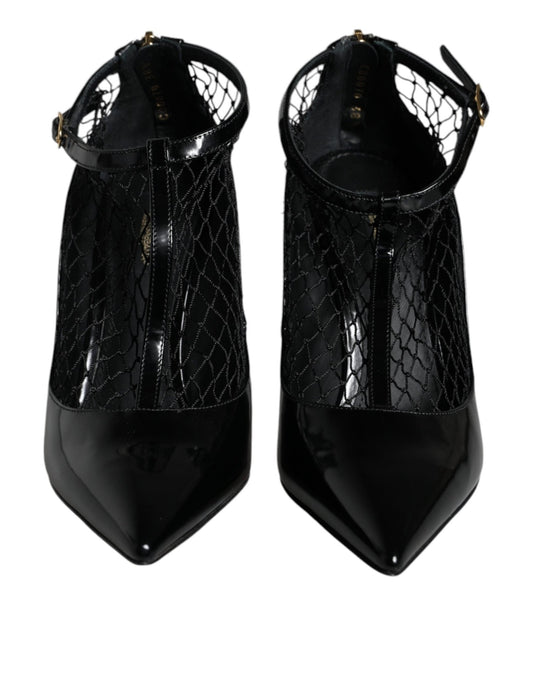 Dolce & Gabbana Black Mesh Patent Leather Heels Pumps Shoes - SMARTMARTNZ