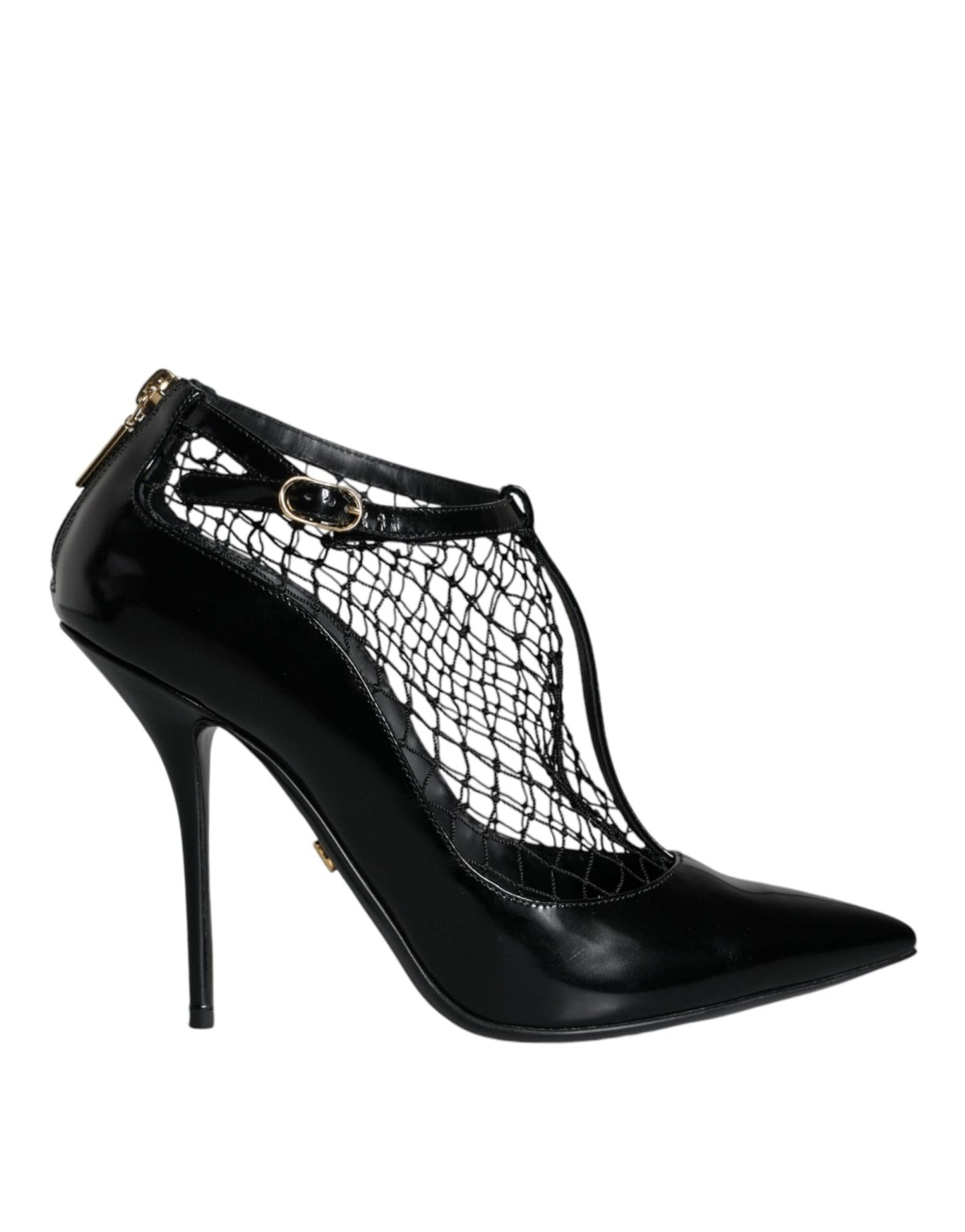 Dolce & Gabbana Black Mesh Patent Leather Heels Pumps Shoes - SMARTMARTNZ